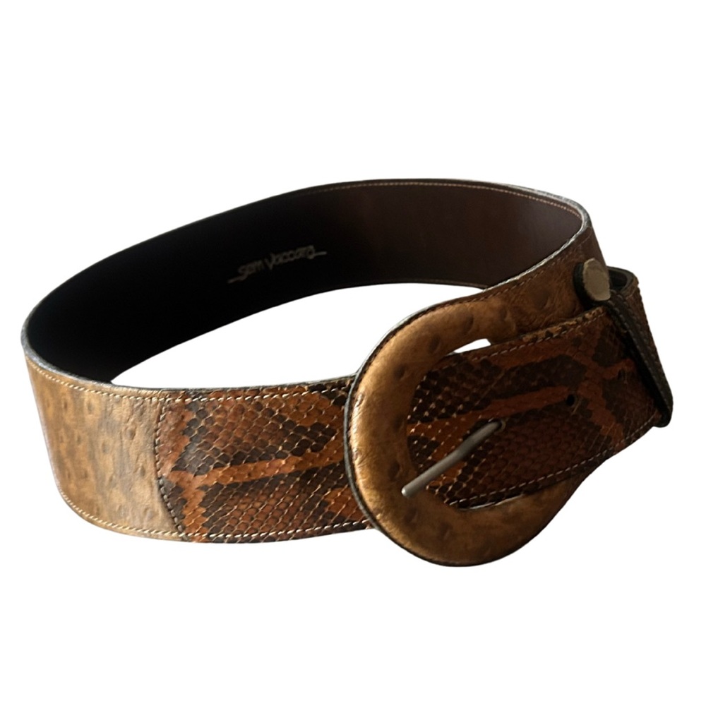 Vintage Sem Vaccaro Leather Waist Belt | Brown Snakeskin/ Ostrich